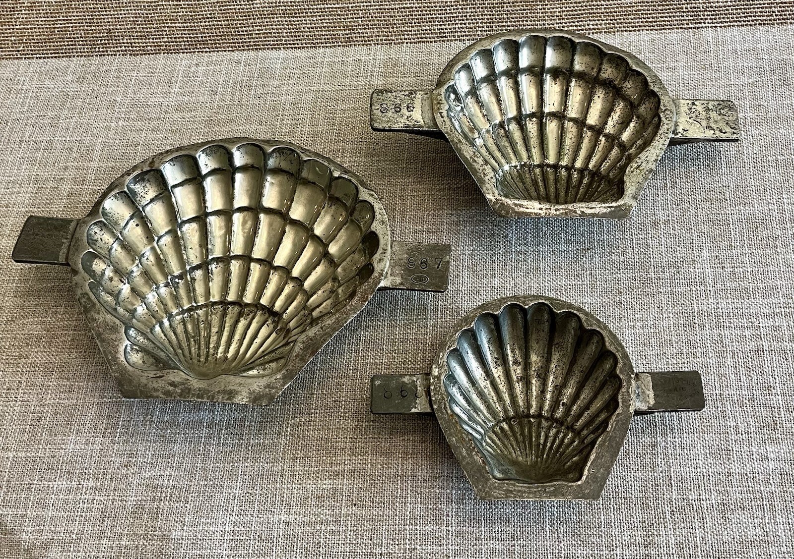 Antique Letang Fils Steel Chocolate Mold Set Of 3 Seashells Antique Letang Fils Steel Chocolate Mold Set Of 3 Seashells