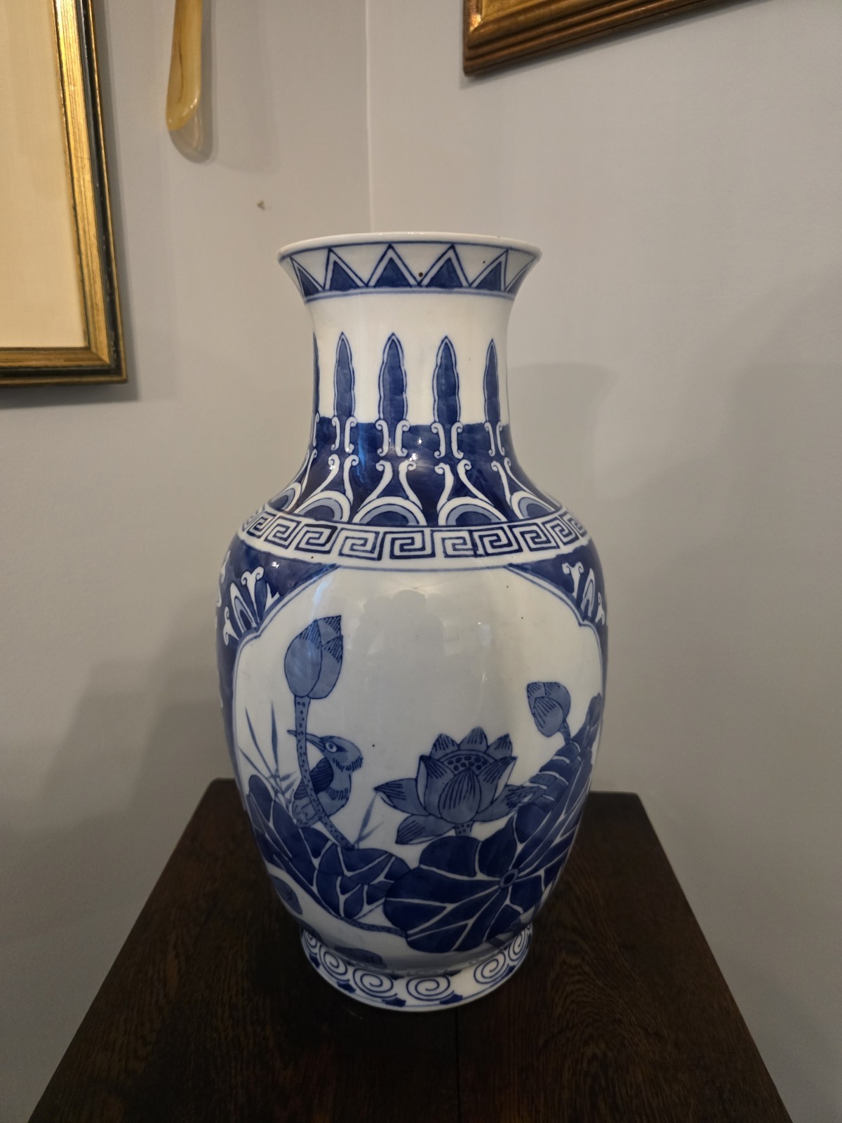 Vintage Blue/White Porcelain Vase 14.5 Vintage Blue/White Porcelain Vase 14.5