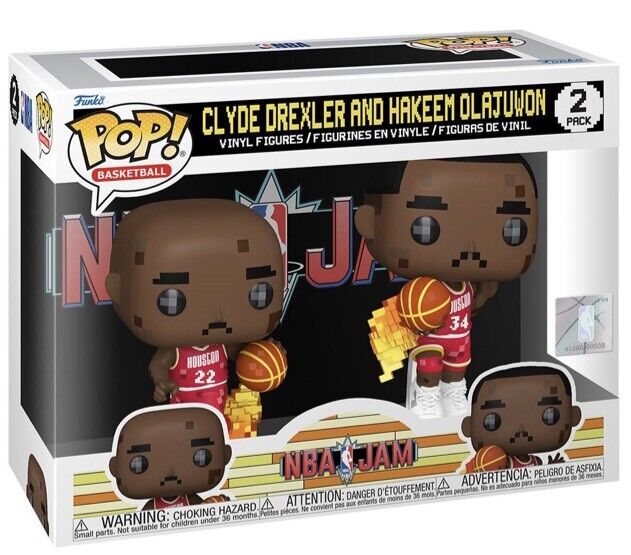 NBA JAM Houston Rockets Drexler and Olajuwon 8-Bit Funko Pop PREORDER JUNE
