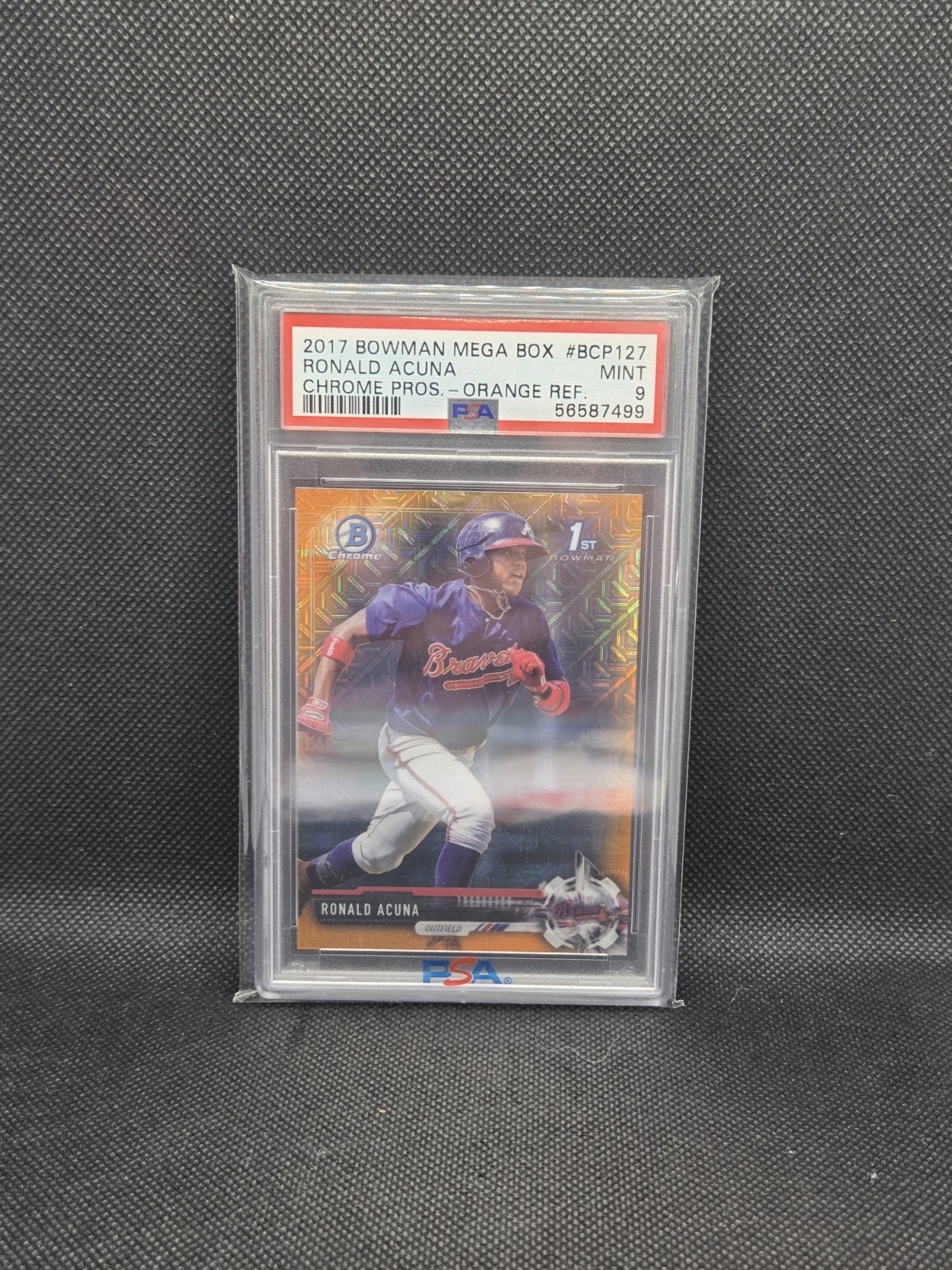 2017 TOPPS BOWMAN CHROME MB PROSPECTS ORANGE REFRACTOR RONALD ACUNA PSA 9 2017 TOPPS BOWMAN CHROME MB PROSPECTS ORANGE REFRACTOR RONALD ACUNA PSA 9