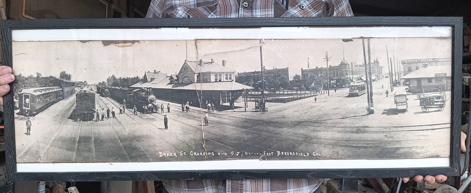 Bakersfield Ca Railroad Southern Pacific Train Station 1911 Yard Long Photograph Bakersfield Ca Railroad Southern Pacific Train Station 1911 Yard Long Photograph
