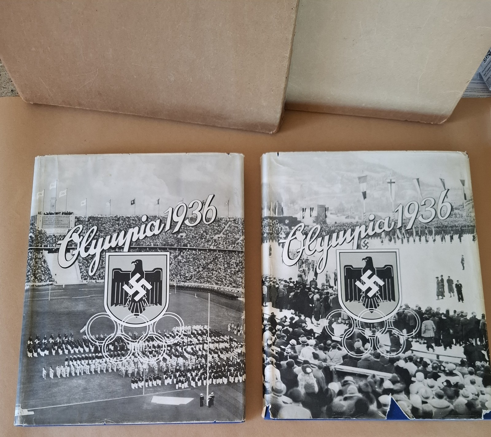 Olympia 1936 Berlin Olympics Books Vol. 1 + 2 with Orig. Dust Jackets & Slipcase