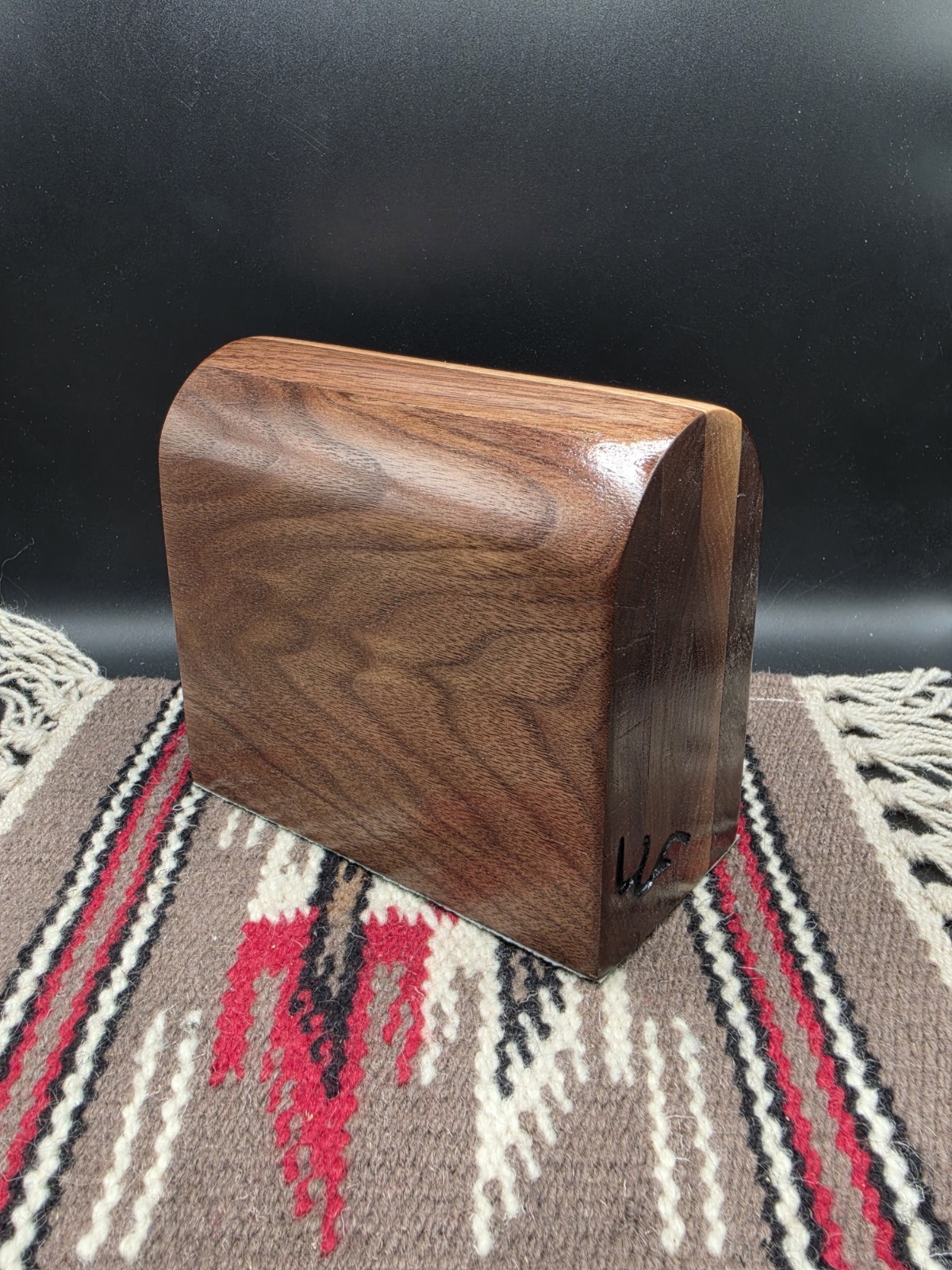 Handmade Walnut Western Spur Display Block Signed WF 3 Handmade Walnut Western Spur Display Block Signed WF 3