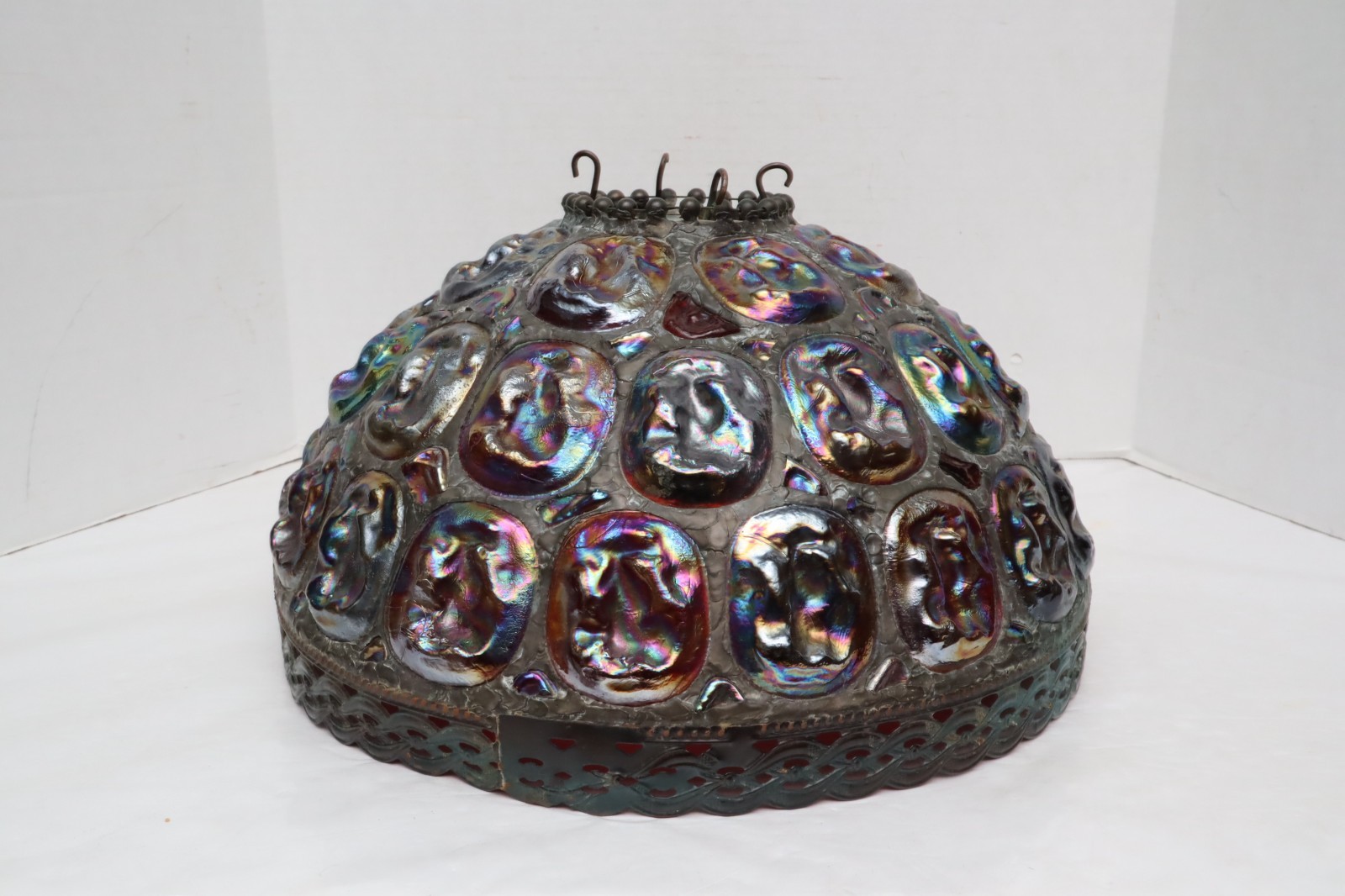 VTG 16” Stained Art Glass Tiffany Style Turtleback Table Lamp Shade Ruby Red VTG 16” Stained Art Glass Tiffany Style Turtleback Table Lamp Shade Ruby Red