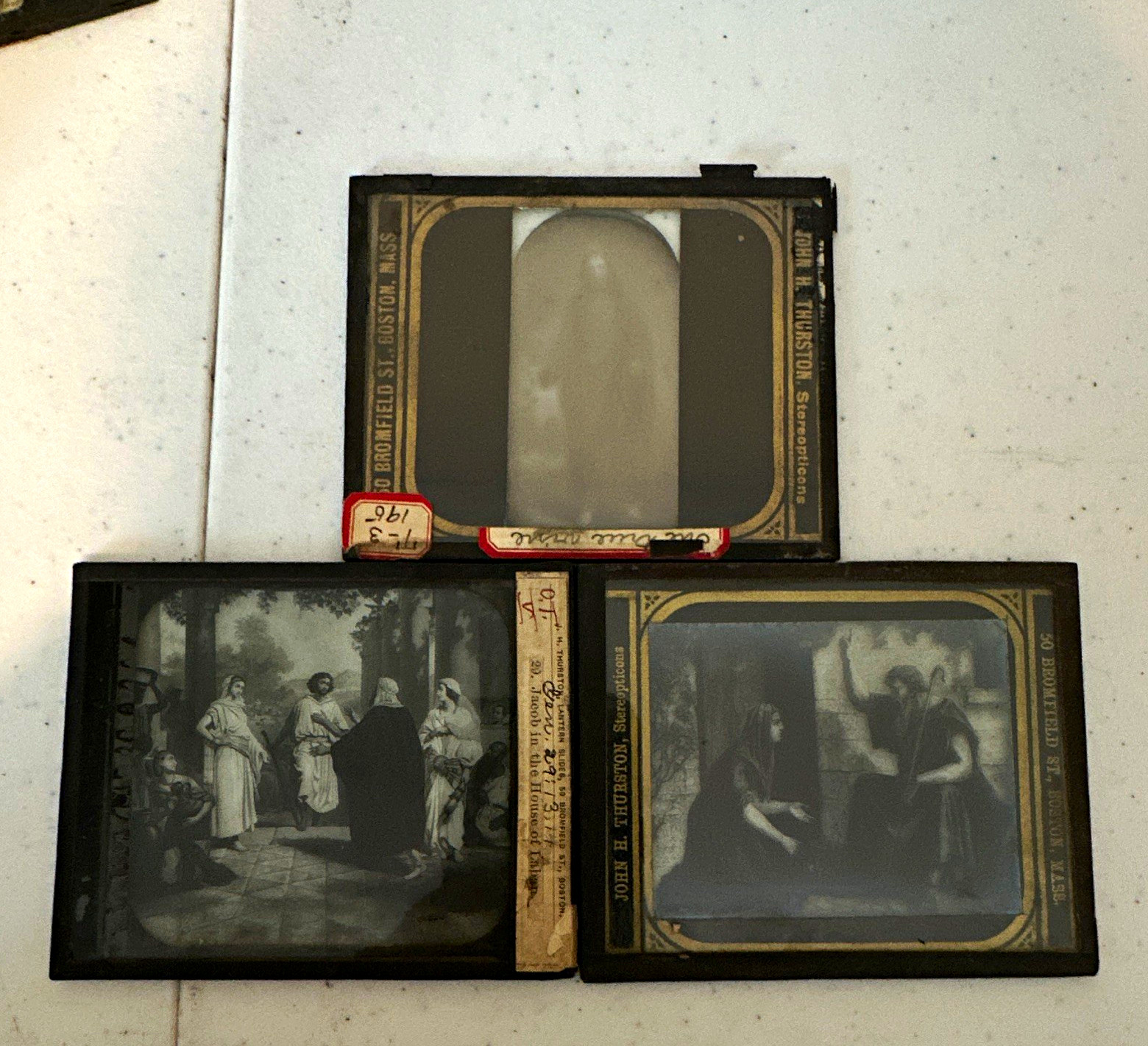 J. H.Thurston Lot of 3 Magic Lantern Glass Slides Religious Christ B&W J. H.Thurston Lot of 3 Magic Lantern Glass Slides Religious Christ B&W