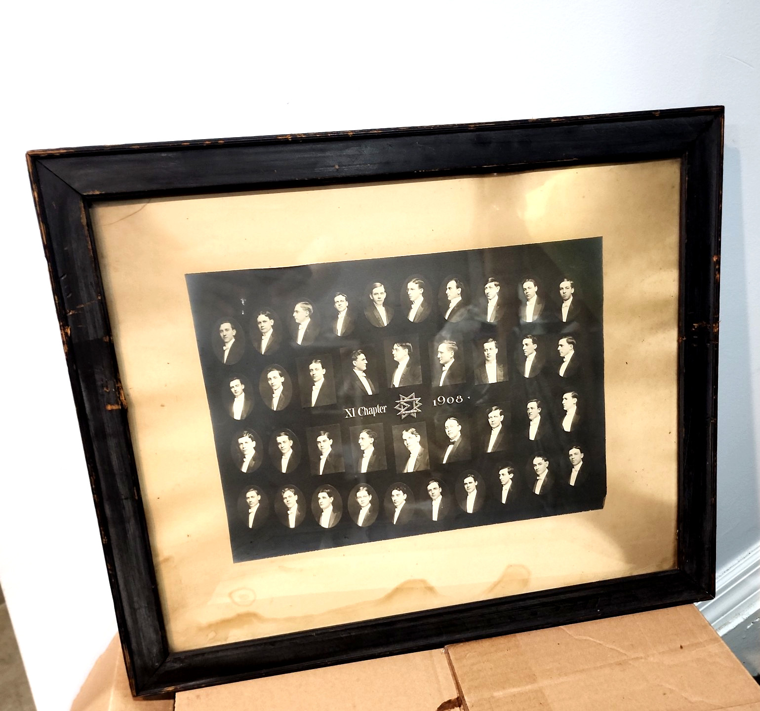 Antique 1908 Fraternity XI Chapter Composite Photo Framed Vintage Greek History Antique 1908 Fraternity XI Chapter Composite Photo Framed Vintage Greek History