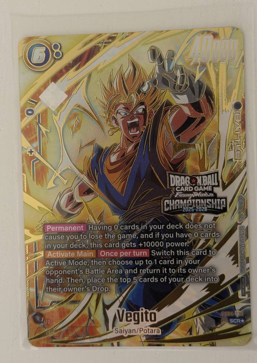 Dragon Ball Super Card Game Fusion World Vegito Championship Top 16 Prize Card Dragon Ball Super Card Game Fusion World Vegito Championship Top 16 Prize Card