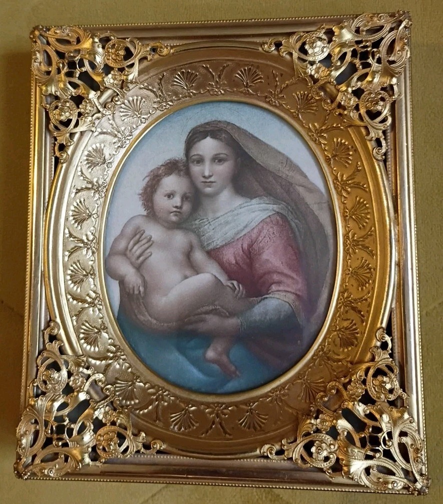 Antique Small Victorian Style Frame Sistine Madonna Miniature Raphael 4.5 x 5.5\ Antique Small Victorian Style Frame Sistine Madonna Miniature Raphael 4.5 x 5.5\