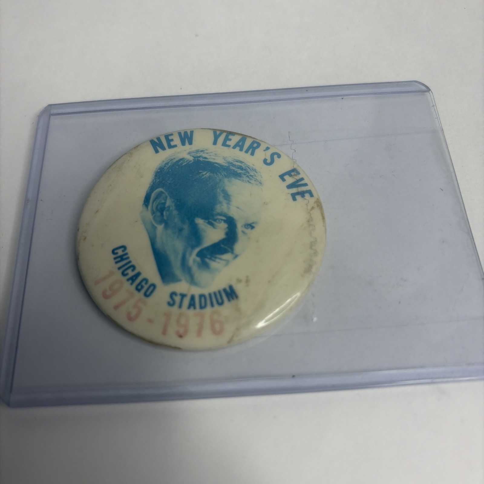 Frank Sinatra 1975 New Years Eve Concert Chicago Stadium Pinback Button - 2-1/4” Frank Sinatra 1975 New Years Eve Concert Chicago Stadium Pinback Button - 2-1/4”