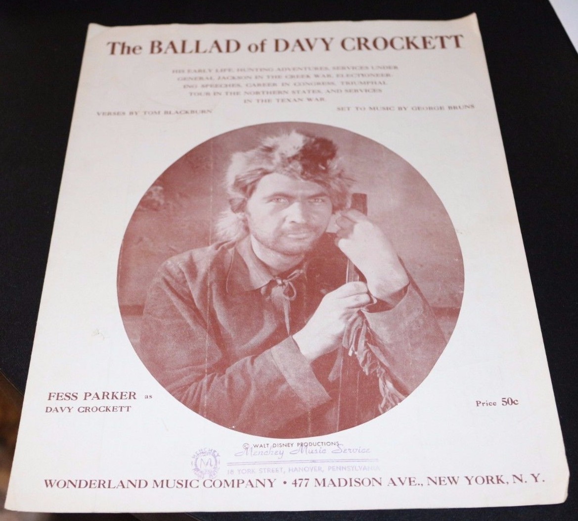 Davy Crockett Vtg Book Sheet Music Disney 1954 1950s Ballad BKK-@ Davy Crockett Vtg Book Sheet Music Disney 1954 1950s Ballad BKK-@