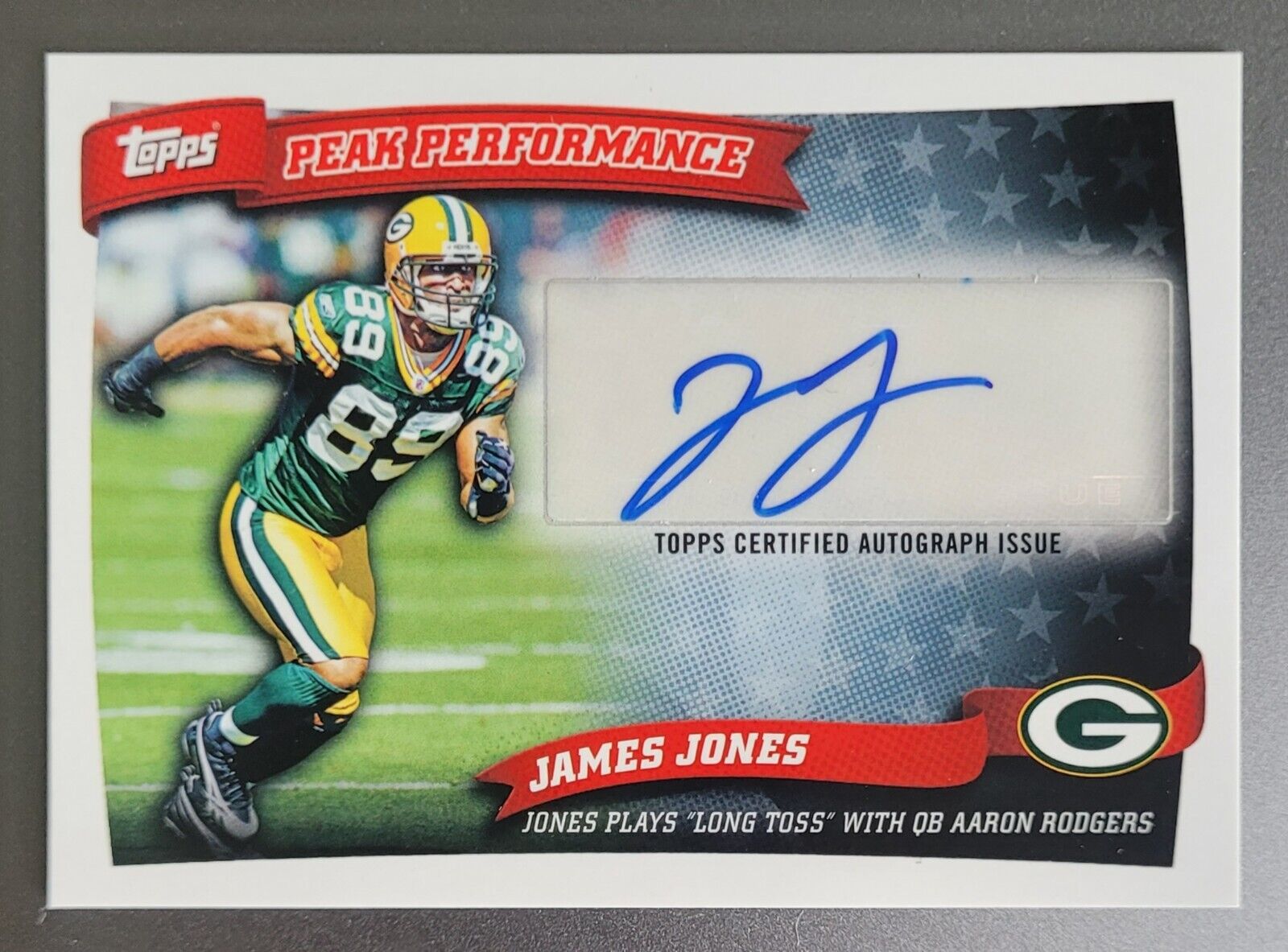 2010 PACKERS James Jones signed card AUTO Topps Performance PPA-JJ Autographed