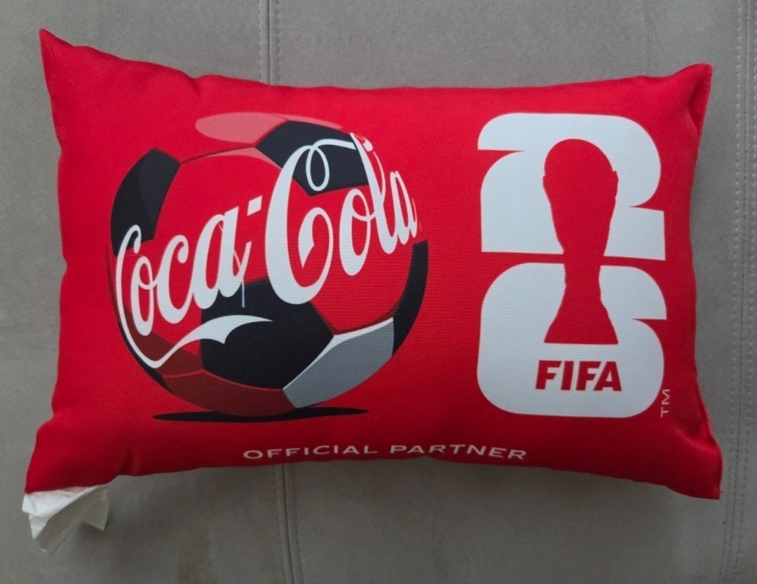 Coca Cola FIFA 2026 World Cup Decorative Throw Pillow Official Merchandise RARE Coca Cola FIFA 2026 World Cup Decorative Throw Pillow Official Merchandise RARE