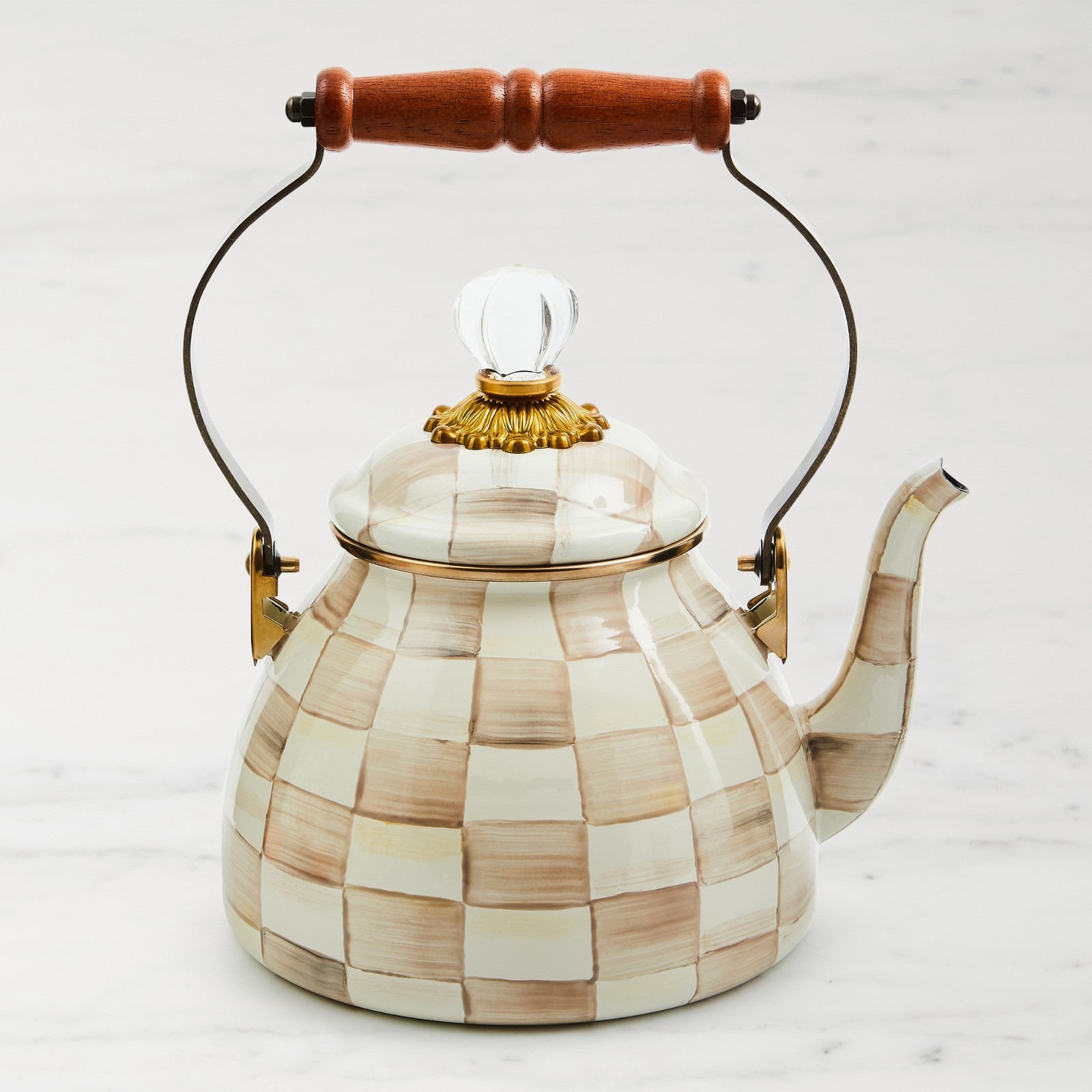 MacKenzie-Childs Mocha Check Tea Kettle, 2 qt MacKenzie-Childs Mocha Check Tea Kettle, 2 qt