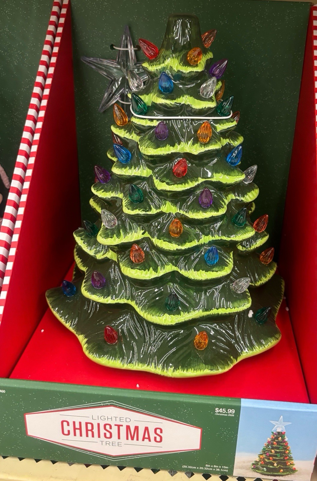 Ceramic Christmas Tree 15 Inch with Lights, Bulb, Cord and Star Ceramic Christmas Tree 15 Inch with Lights, Bulb, Cord and Star