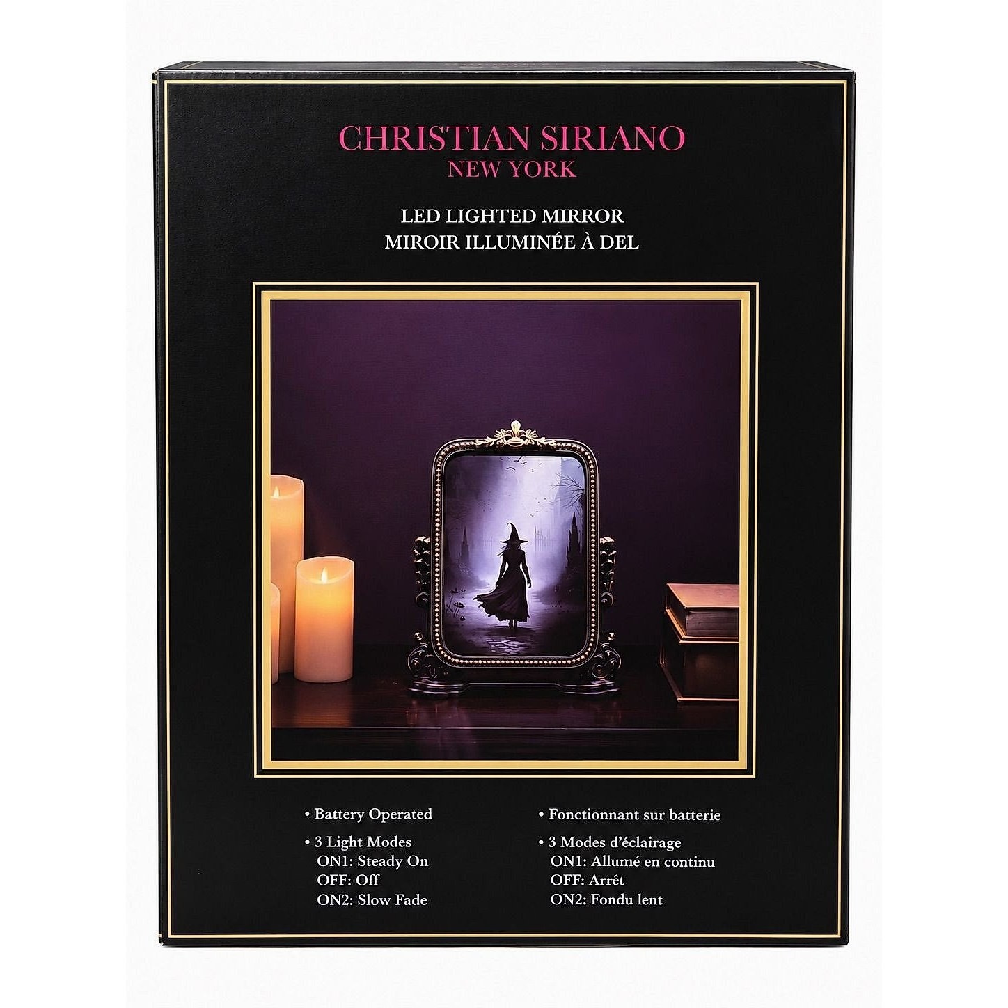 Christian Siriano LED Lighted Halloween Mirror Witch Reveal Tabletop Bronze NIB Christian Siriano LED Lighted Halloween Mirror Witch Reveal Tabletop Bronze NIB