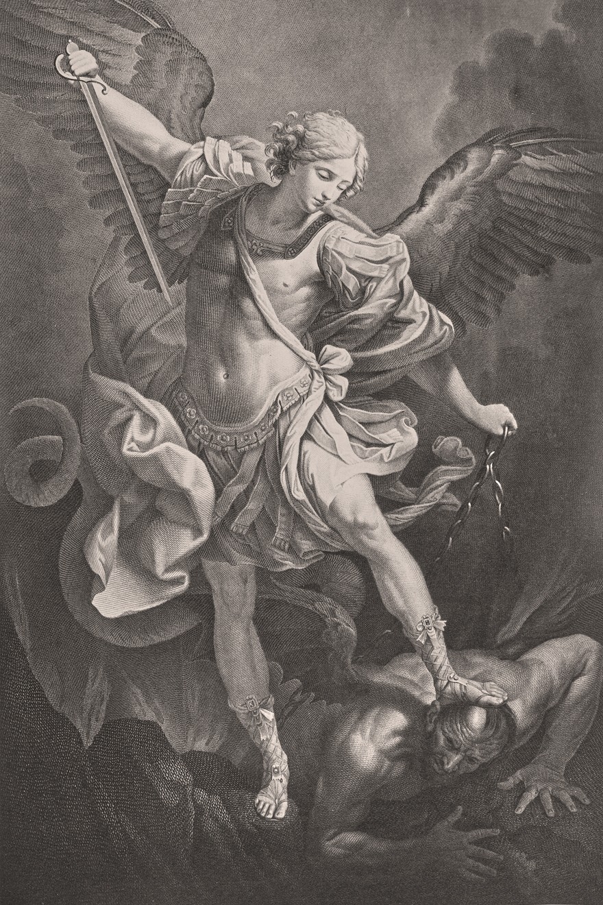Saint Michael the Archangel by Guido Reni, 8x12 Catholic engraving print Saint Michael the Archangel by Guido Reni, 8x12 Catholic engraving print