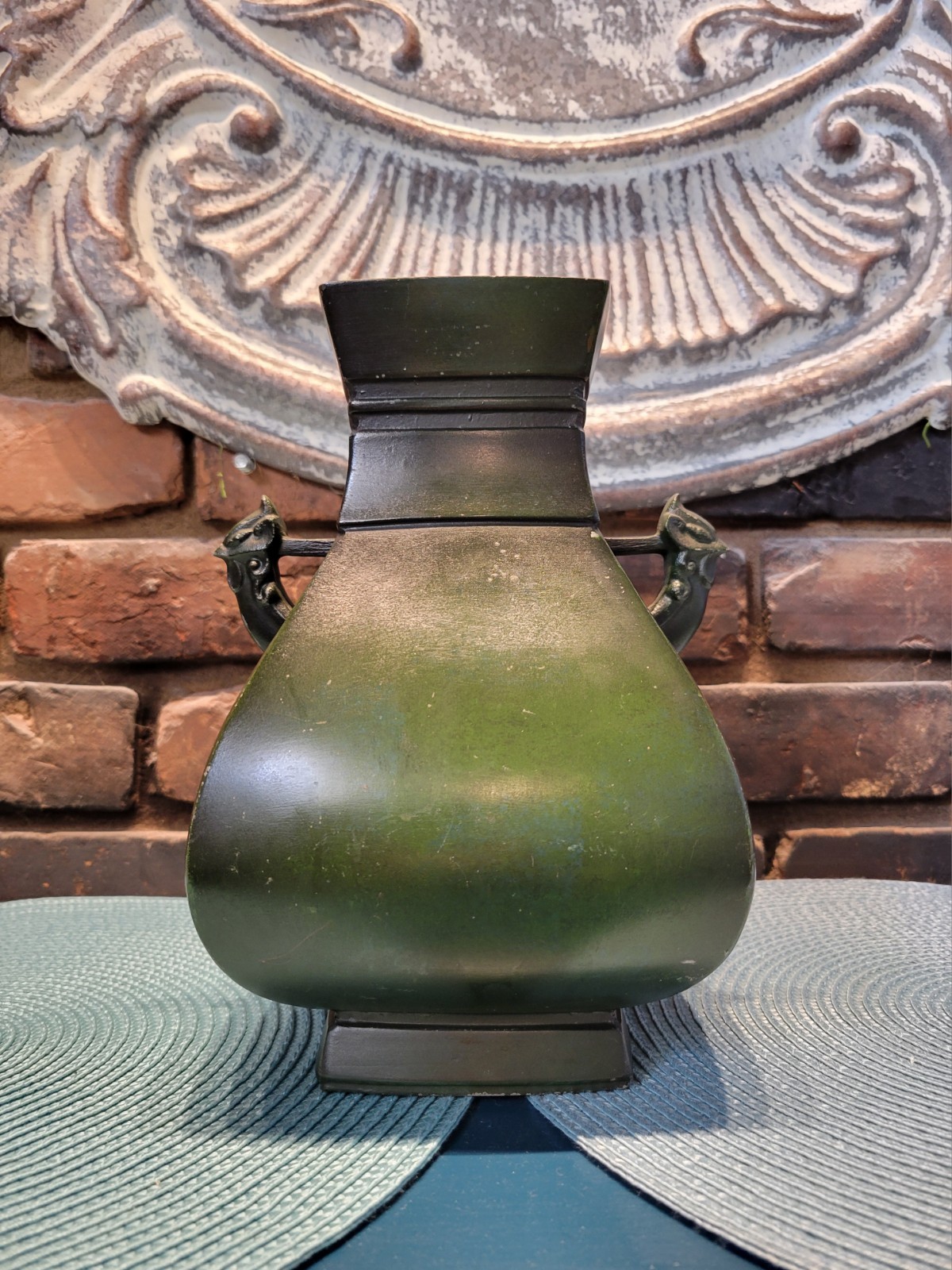 Vintage Bronze Vase With Beast-head Handles by Shibuya Hoshu 9.5\