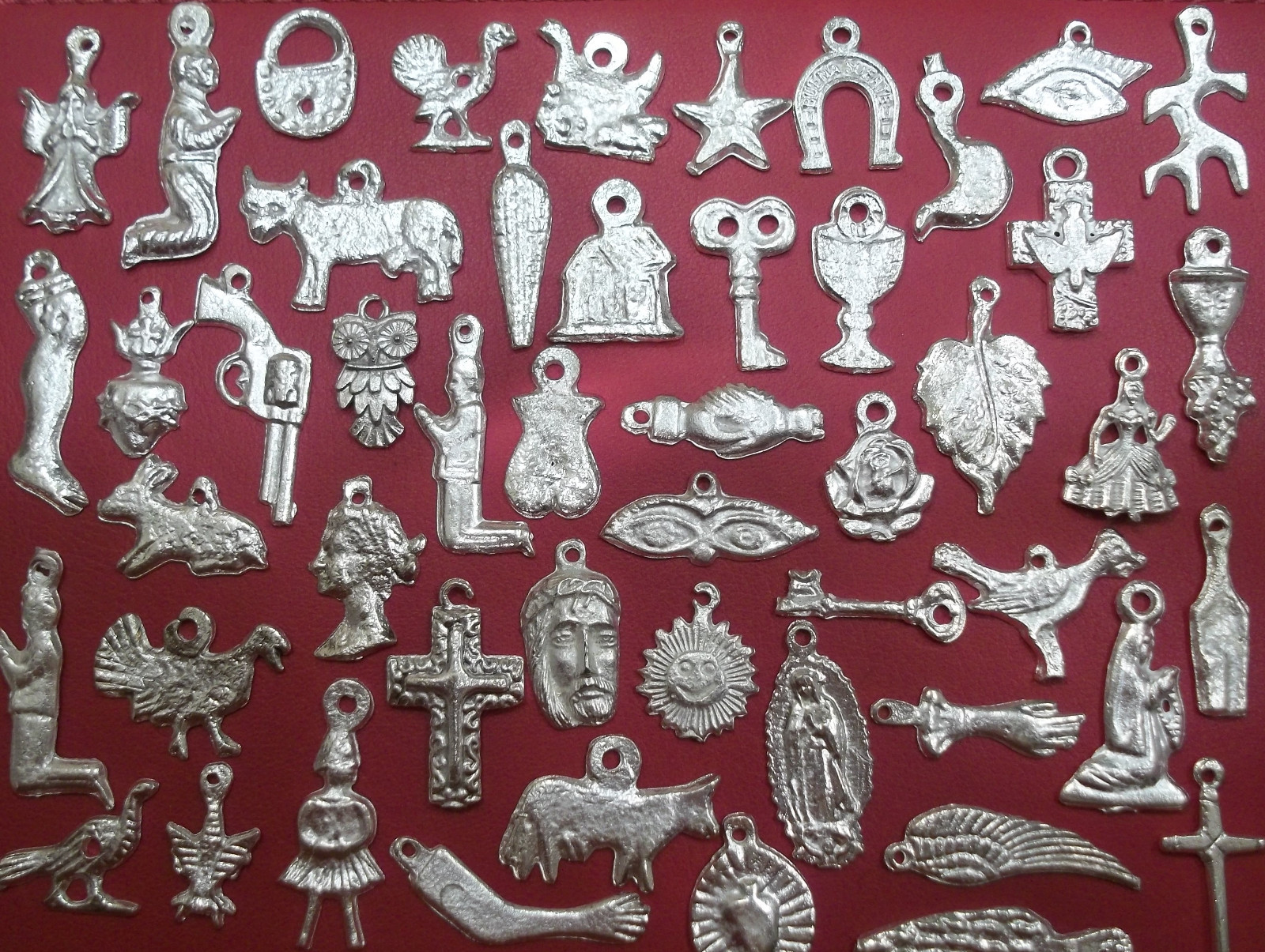 100 Milagro Charms Mexican Folk Art SILVER Retablo Charms Lot SUMMER SALE 100 Milagro Charms Mexican Folk Art SILVER Retablo Charms Lot SUMMER SALE