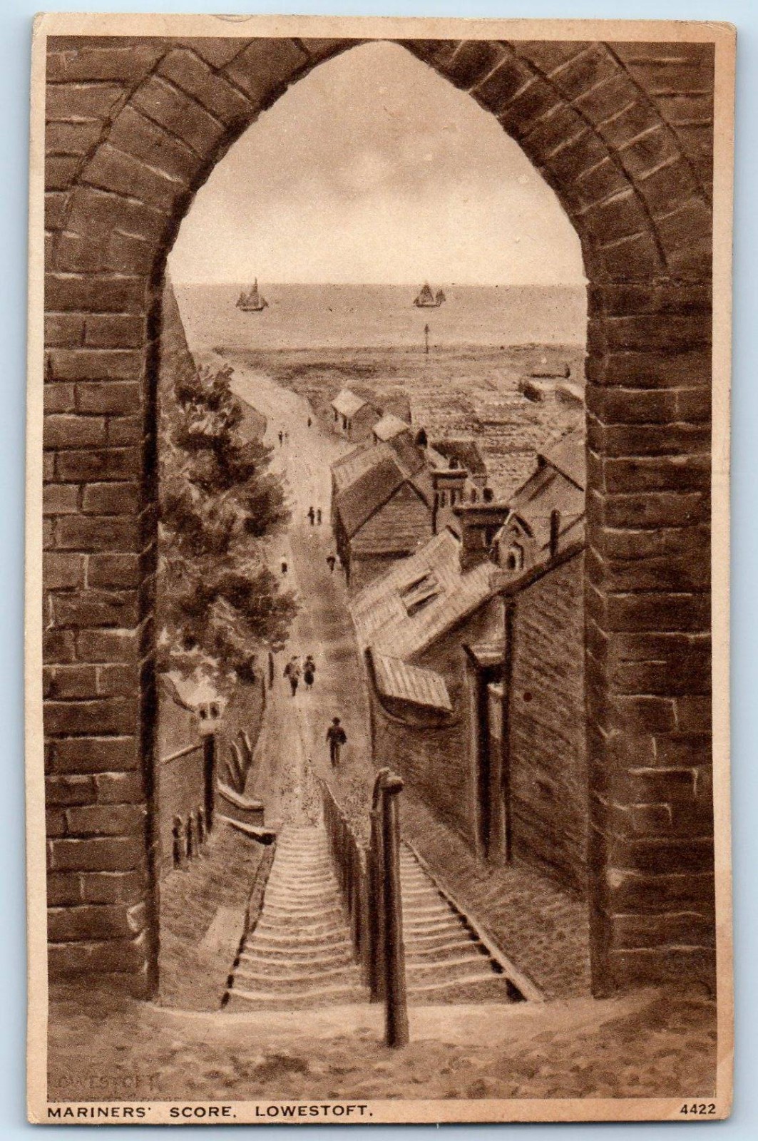 Suffolk England Postcard Steps Mariners Score Lowestoft 1935 Vintage Posted Suffolk England Postcard Steps Mariners Score Lowestoft 1935 Vintage Posted