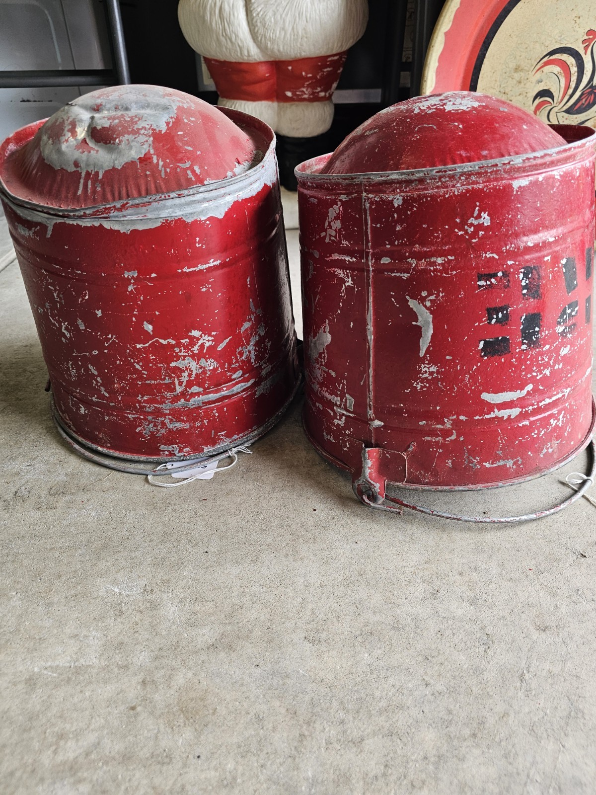 Vintage/Antique Red Round-Bottom Fire Buckets – Pair – $125 OBO