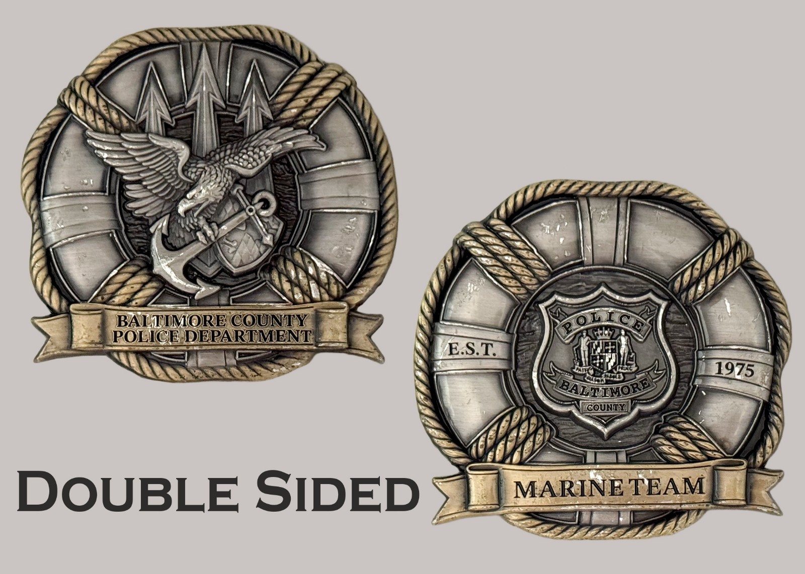 Baltimore County Police Marine Team Life Ring Shaped Challenge Coin J#34 Baltimore County Police Marine Team Life Ring Shaped Challenge Coin J#34