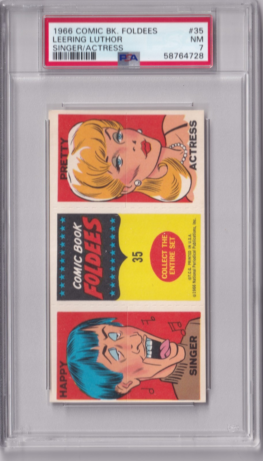 1966 COMIC BOOK FOLDEES SINGER/ACTRESS #35 LEERING LUTHOR PSA 7 1966 COMIC BOOK FOLDEES SINGER/ACTRESS #35 LEERING LUTHOR PSA 7