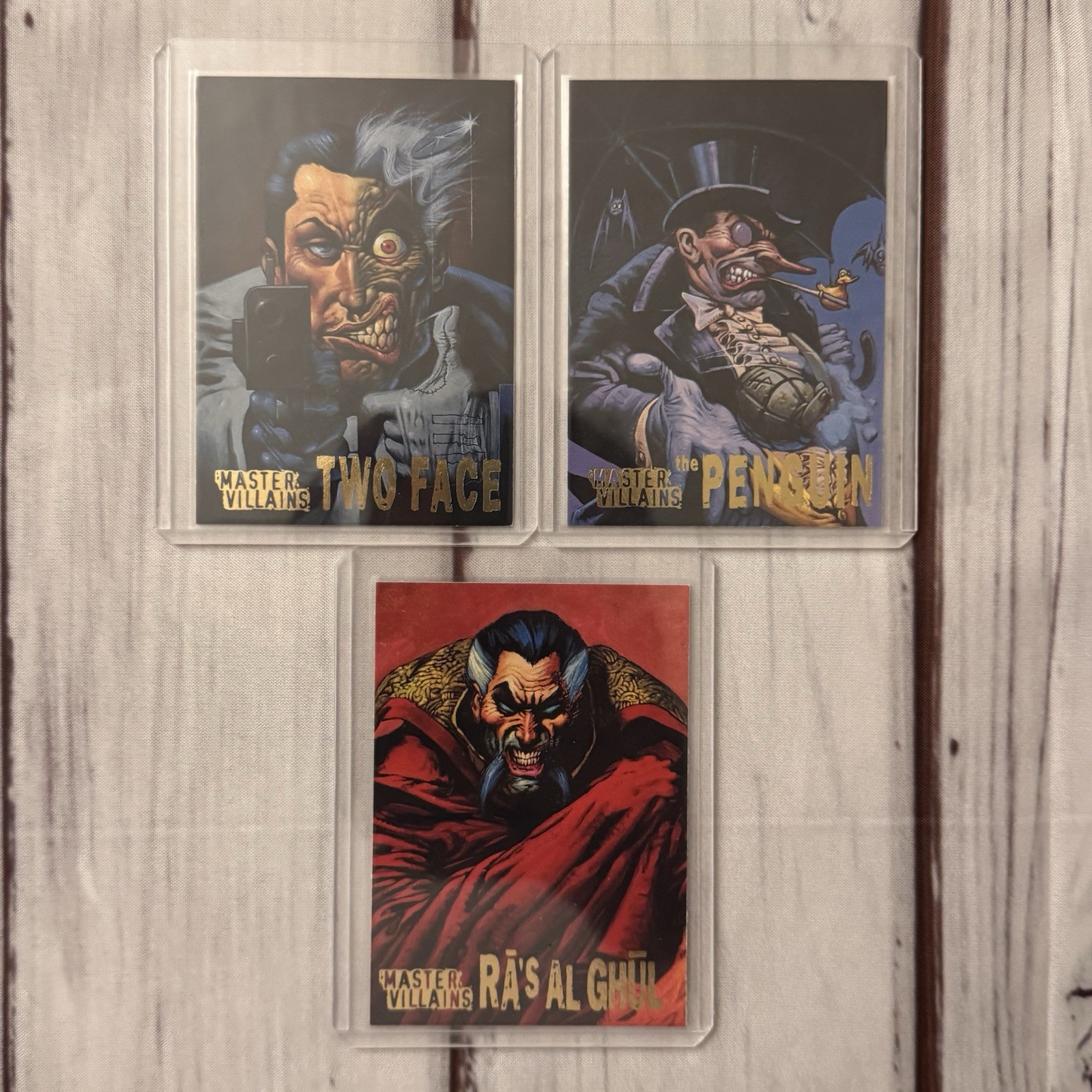 1995 Skybox DC Batman Series Master Villains Two Face Penguin Ra's al Ghul Lot 1995 Skybox DC Batman Series Master Villains Two Face Penguin Ra's al Ghul Lot