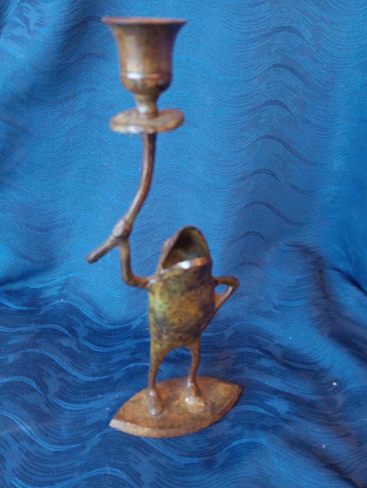 VTG SPI Frog Taper Candle Holder Lily Pad Candlestick Bronze - approx 11.5 VTG SPI Frog Taper Candle Holder Lily Pad Candlestick Bronze - approx 11.5