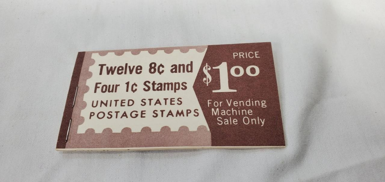 Vintage Unused Vending Stamp Book- Twelve 8c Eisenhower & Four 1c Jefferson Vintage Unused Vending Stamp Book- Twelve 8c Eisenhower & Four 1c Jefferson