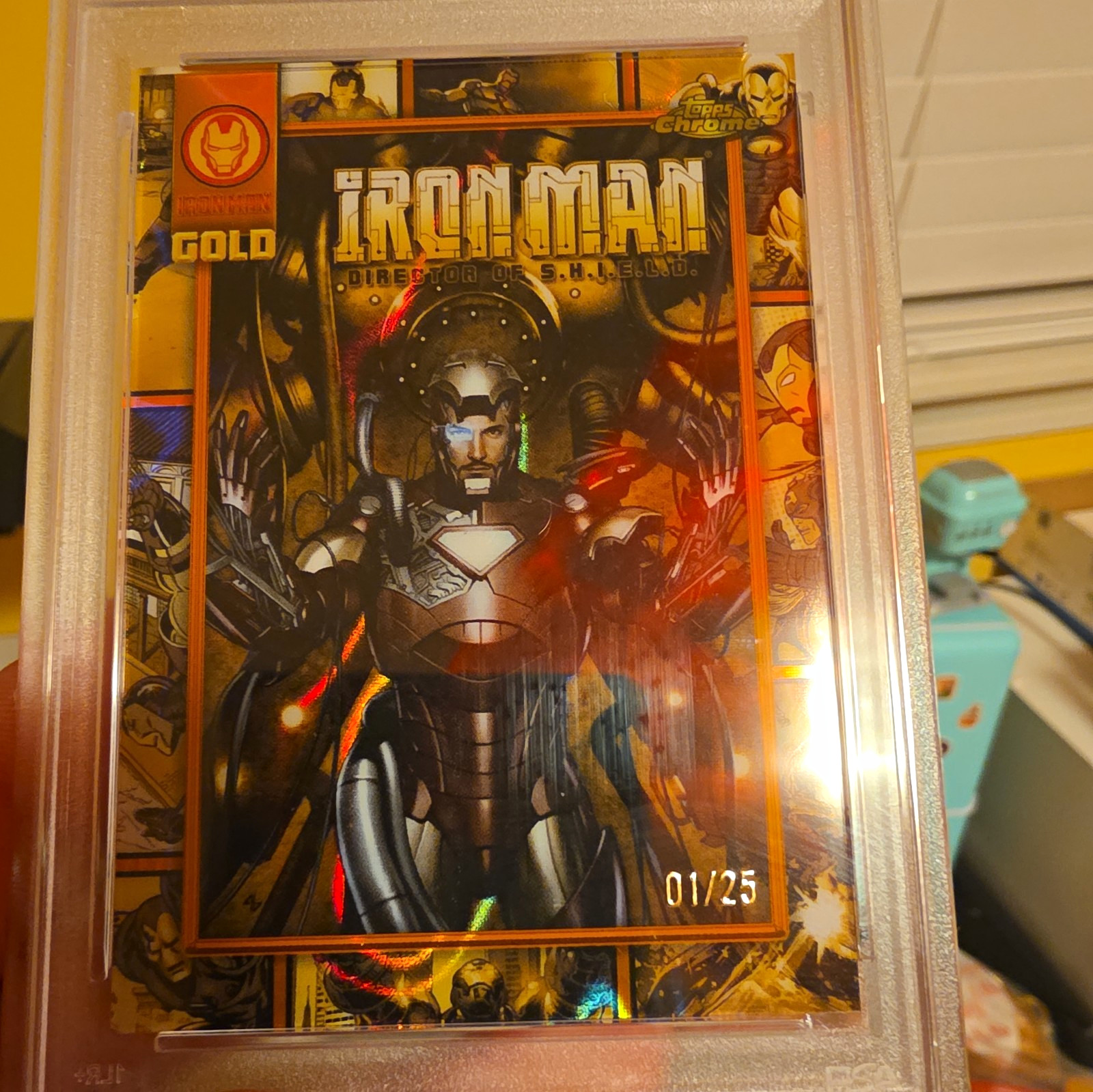 2025 Topps Chrome Marvel 2025 #IM-9 - 1/25- Iron Man Gold Card - Wave Refractor 2025 Topps Chrome Marvel 2025 #IM-9 - 1/25- Iron Man Gold Card - Wave Refractor