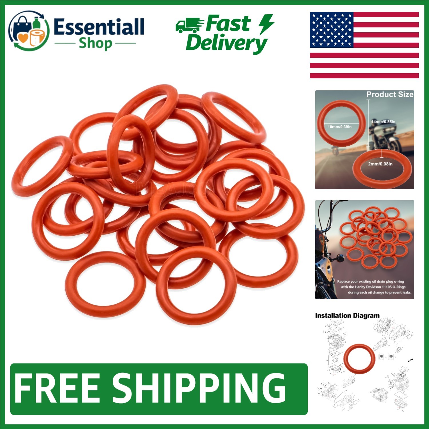 25PCS High-Quality O-Ring Set for Harley Davidson Oil Pump & Drain Plug - Orange