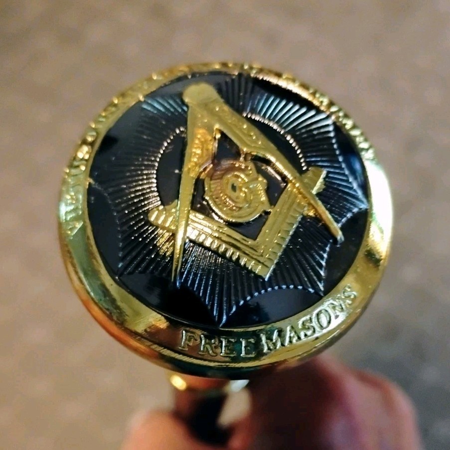 Masonic Freemason Ceremonial Cane Black Gold Accents Masonic Symbols Masonic Freemason Ceremonial Cane Black Gold Accents Masonic Symbols