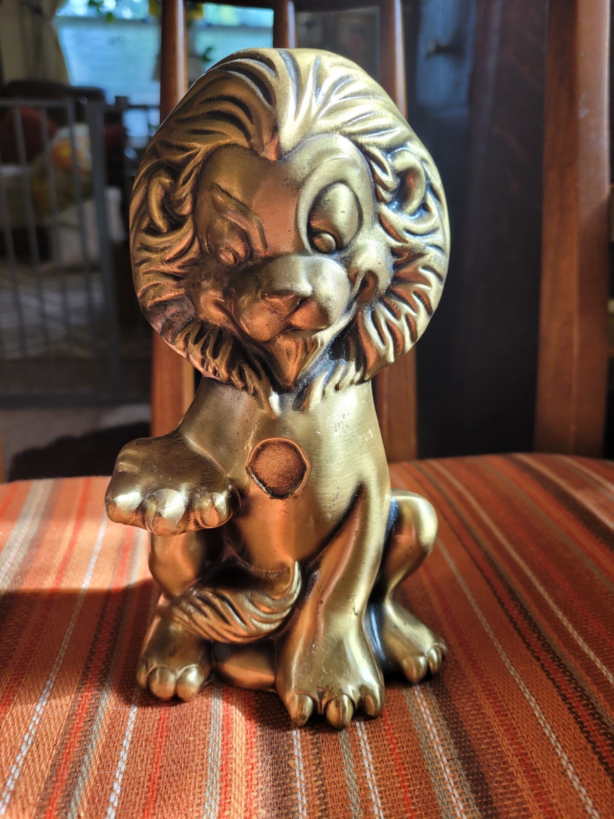 LION CARTOON METAL COIN BANK A.C.R. LIMITED, CHICAGO IL USA MADE 8\