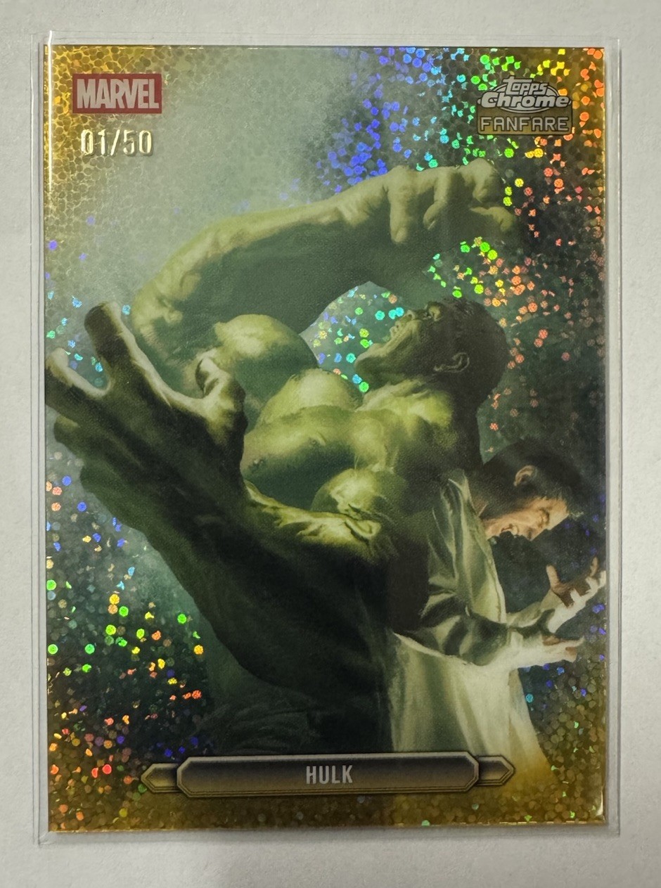 2026 Topps Chrome Marvel Hulk #FF-50 Fanfare Gold Speckle Refractor ALPHA 1/50 2026 Topps Chrome Marvel Hulk #FF-50 Fanfare Gold Speckle Refractor ALPHA 1/50