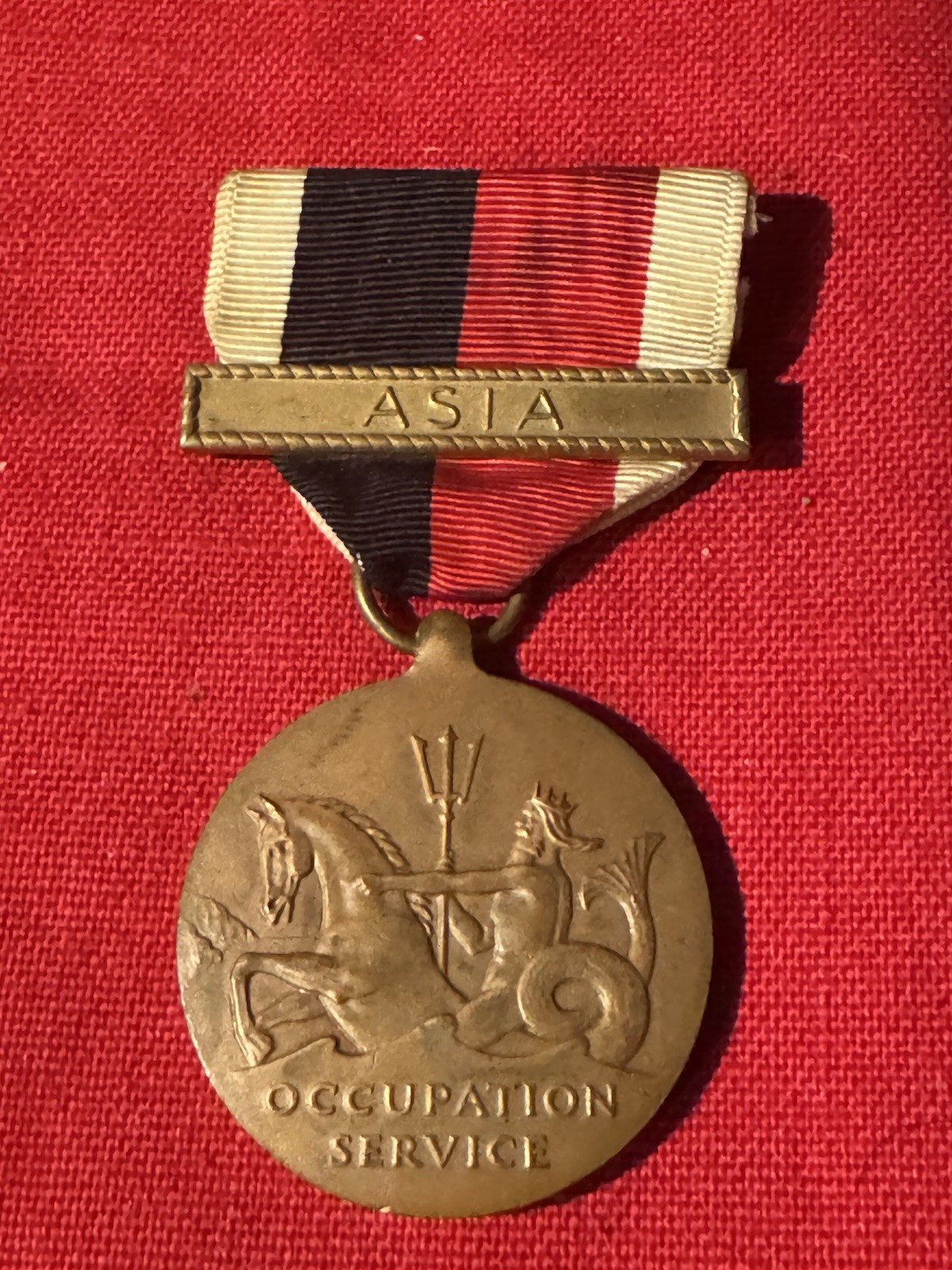 WWII US Navy Occupation Service Medal Bronze w/ ASIA Ribbon Clasp Bar USN