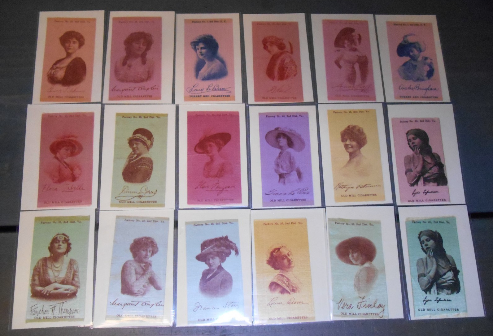 Old Mill Cigarettes Actress Silks lot of 18 Ex-NRMT From 1909-10 Old Mill Cigarettes Actress Silks lot of 18 Ex-NRMT From 1909-10
