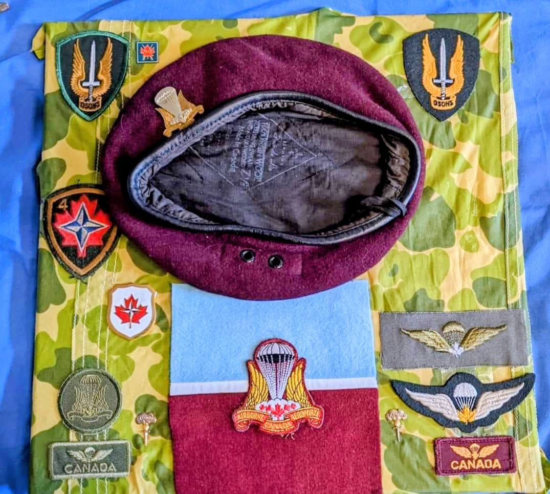 Vintage 1950s Canada Airborne Regiment Beret, Insignia, Patches ,1960s Para silk Vintage 1950s Canada Airborne Regiment Beret, Insignia, Patches ,1960s Para silk