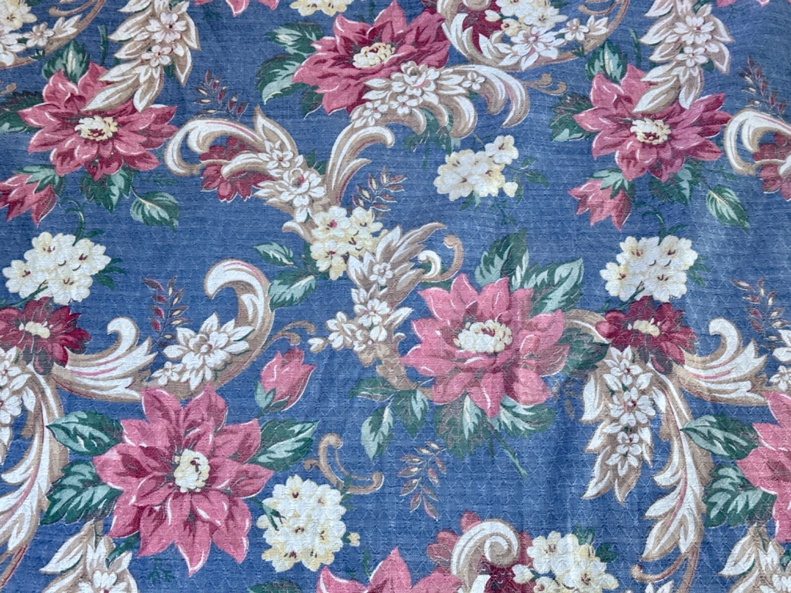 40’s Lavender Blue ROSES Shabby Chic Mid Century Barkcloth Vintage Curtain Drape 40’s Lavender Blue ROSES Shabby Chic Mid Century Barkcloth Vintage Curtain Drape