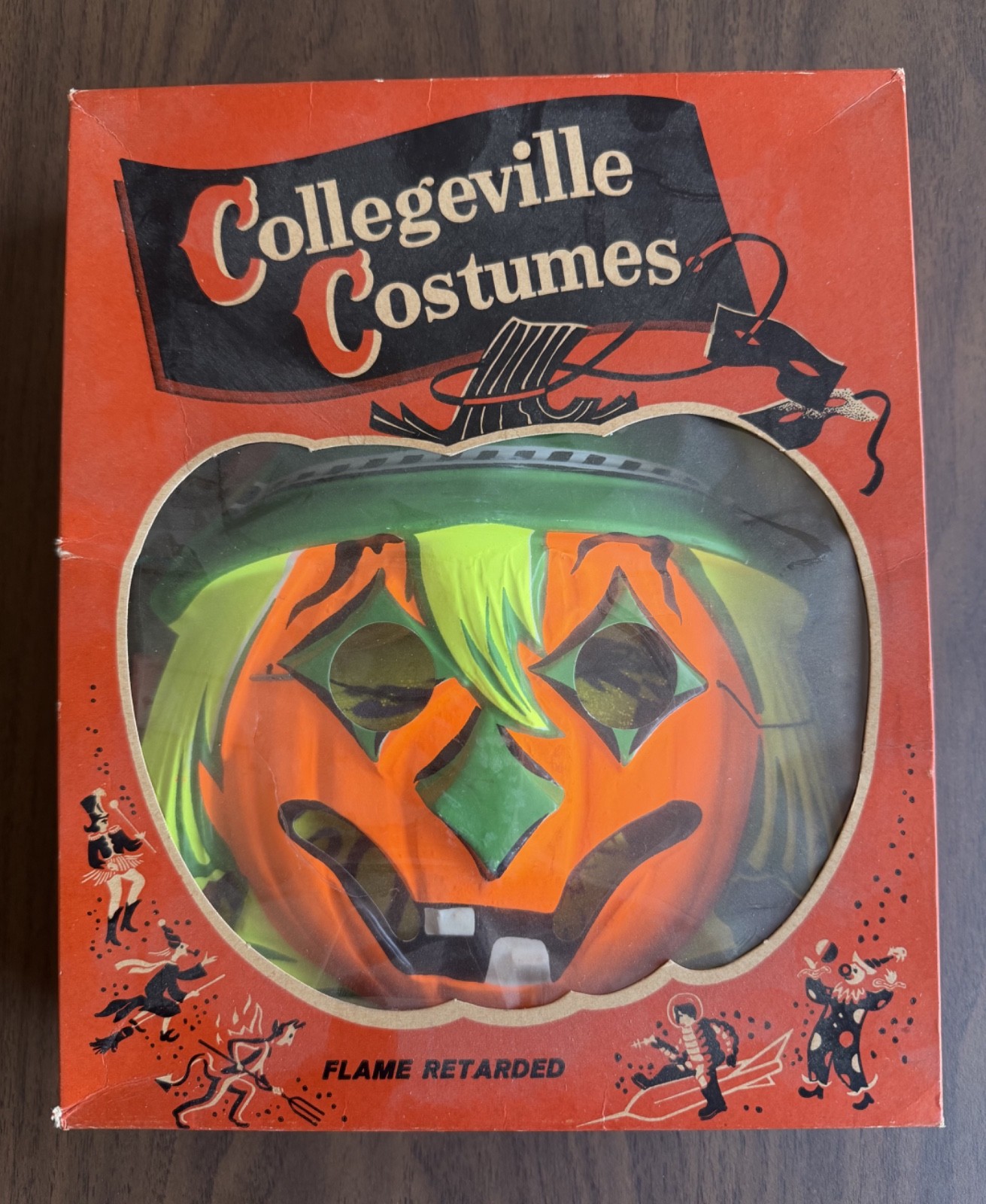 Rare Vintage 1950s Collegeville Scarecrow Halloween Costume Mask w/ Box 12-S Rare Vintage 1950s Collegeville Scarecrow Halloween Costume Mask w/ Box 12-S