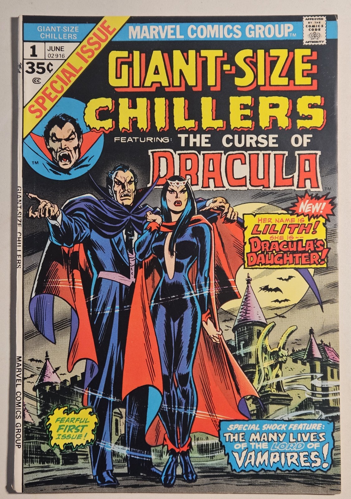 GIANT-SIZE CHILLERS 1 Curse of Dracula Lilith 1st Appearance 1974 Marvel Horror GIANT-SIZE CHILLERS 1 Curse of Dracula Lilith 1st Appearance 1974 Marvel Horror