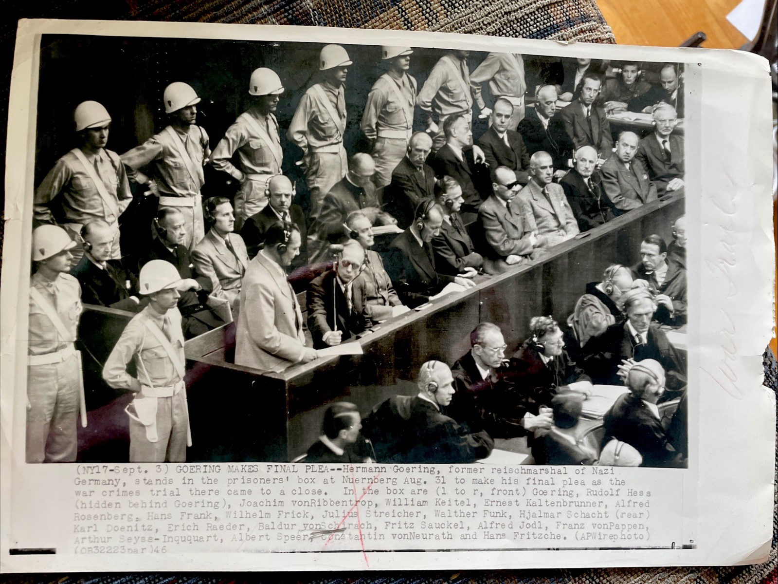 1946 NURENBURG WAR PHOTO GERMAN HISTORY WWII #400 