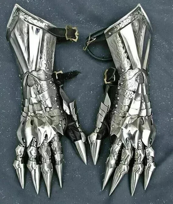 Medieval Knight Gauntlet Gloves Pair Brass Accents Crusader Armor Steel Gloves Medieval Knight Gauntlet Gloves Pair Brass Accents Crusader Armor Steel Gloves