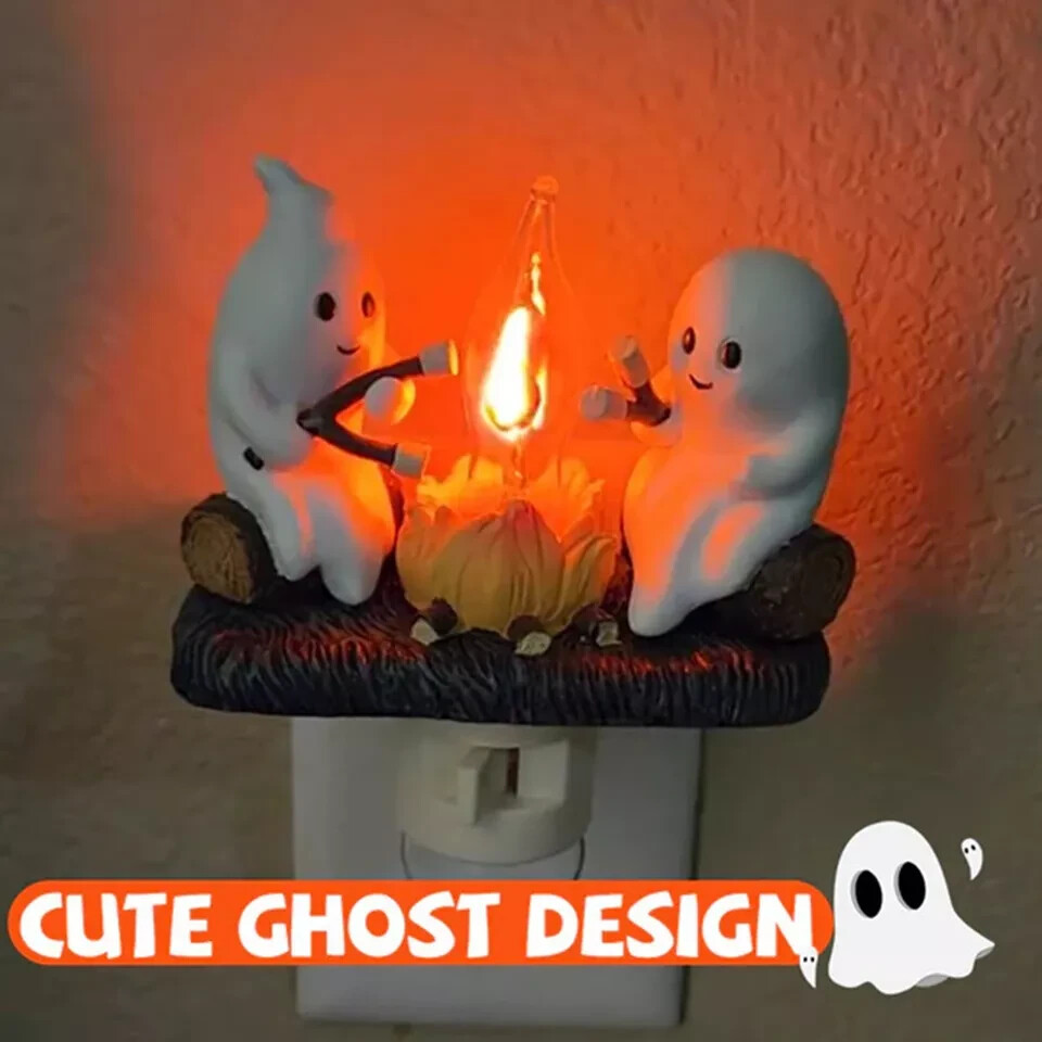 Halloween Ghost Campfire Fire Marshmallow Night Light Flickering Nightlight Gift Halloween Ghost Campfire Fire Marshmallow Night Light Flickering Nightlight Gift