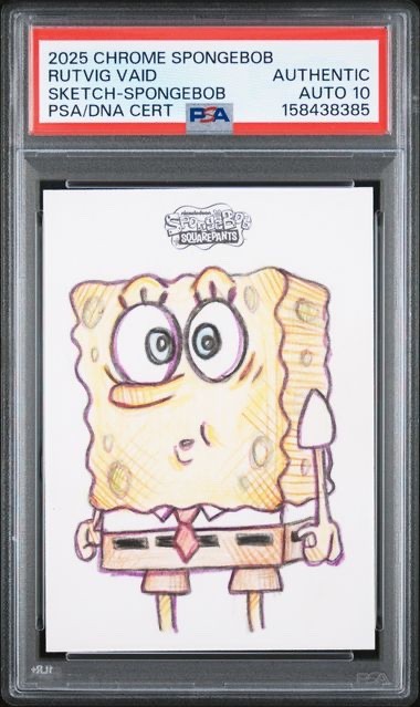 2025 Topps Chrome SpongeBob 25th SpongeBob Artist Auto Sketch PSA Auth Auto 10 2025 Topps Chrome SpongeBob 25th SpongeBob Artist Auto Sketch PSA Auth Auto 10