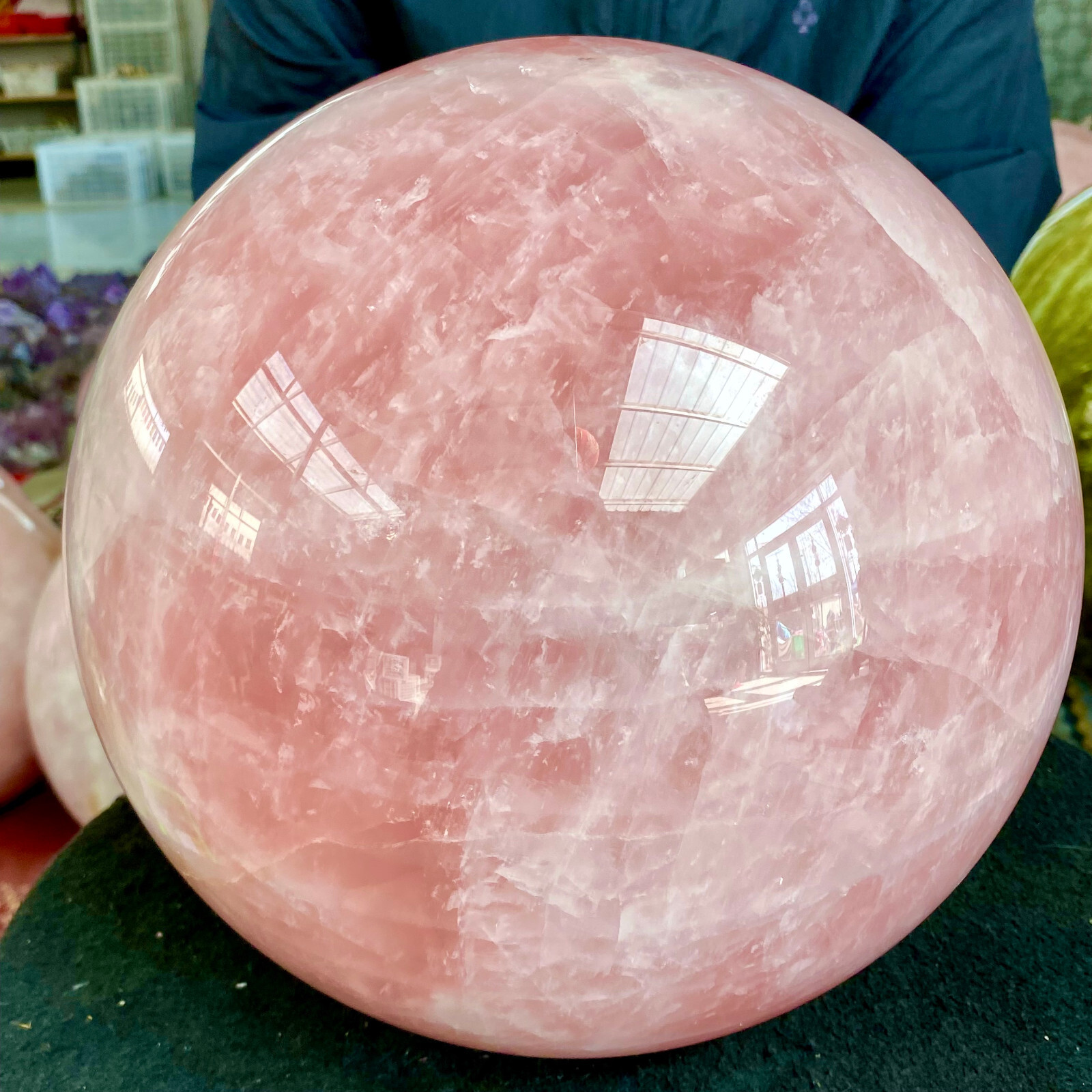 57LB Natural Crystal Pink Rose Chakra Quartz Sphere healing ball Specimen