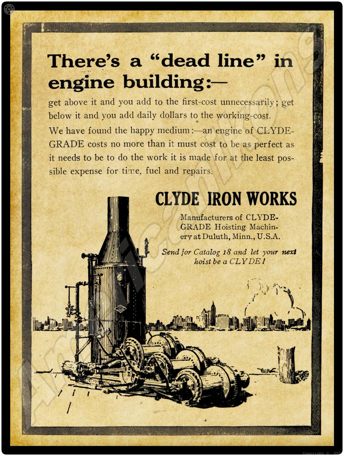 1913 Clyde Iron Works, Duluth MN NEW Metal Sign - 24\ 1913 Clyde Iron Works, Duluth MN NEW Metal Sign - 24\