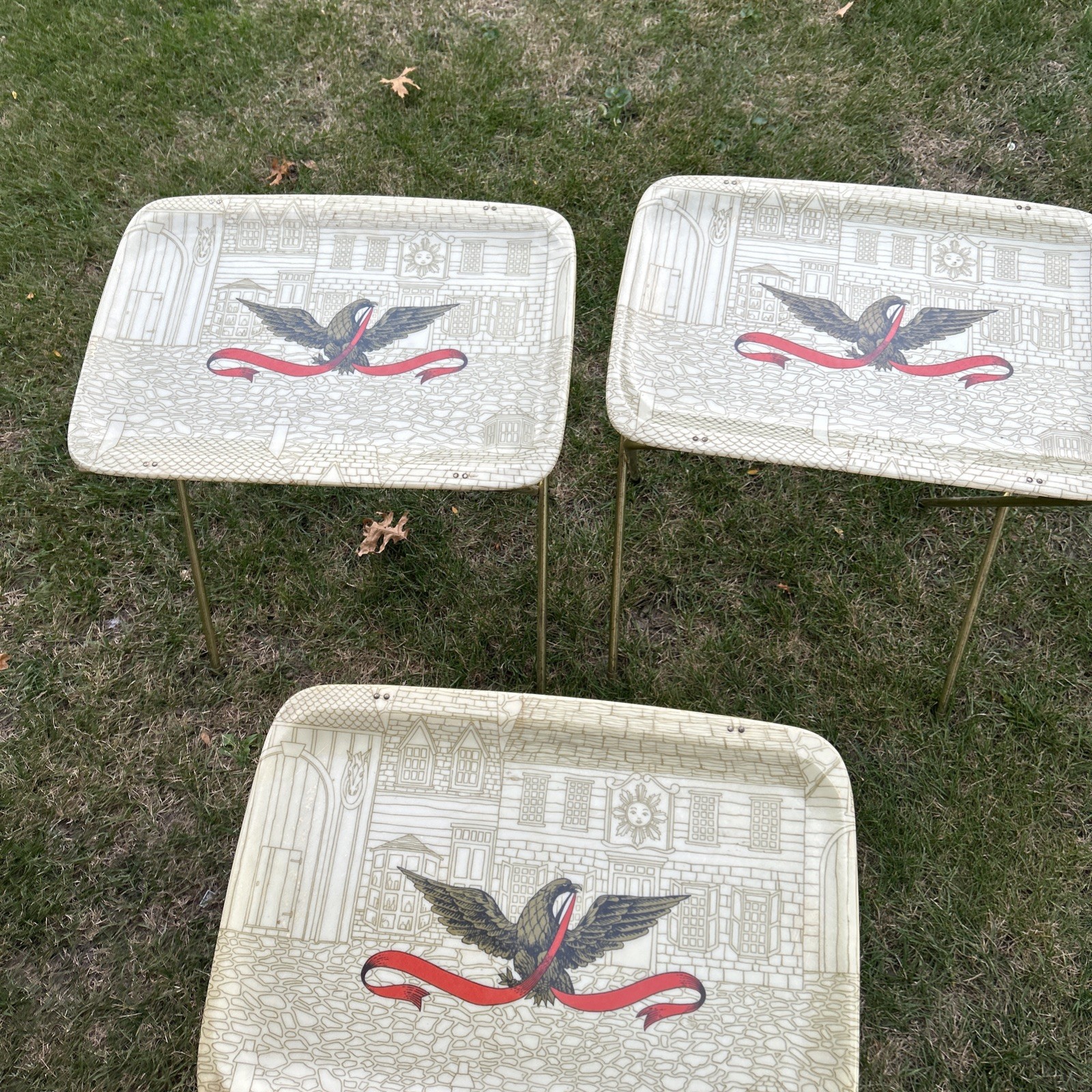 3 EAGLE Vintage Fiberglass TV Trays MCM 3 EAGLE Vintage Fiberglass TV Trays MCM