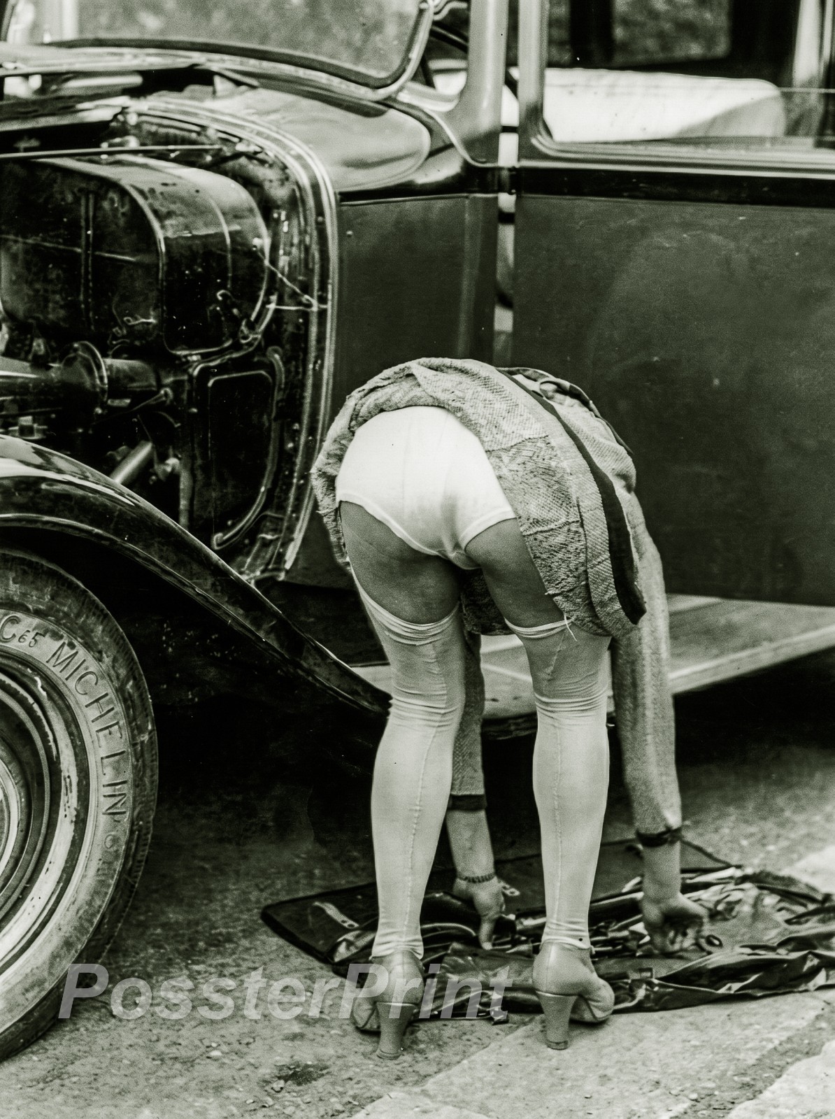 1920s FLAPPER GIRL 💜 8x10 Photo - Vintage Car Glamour Archive