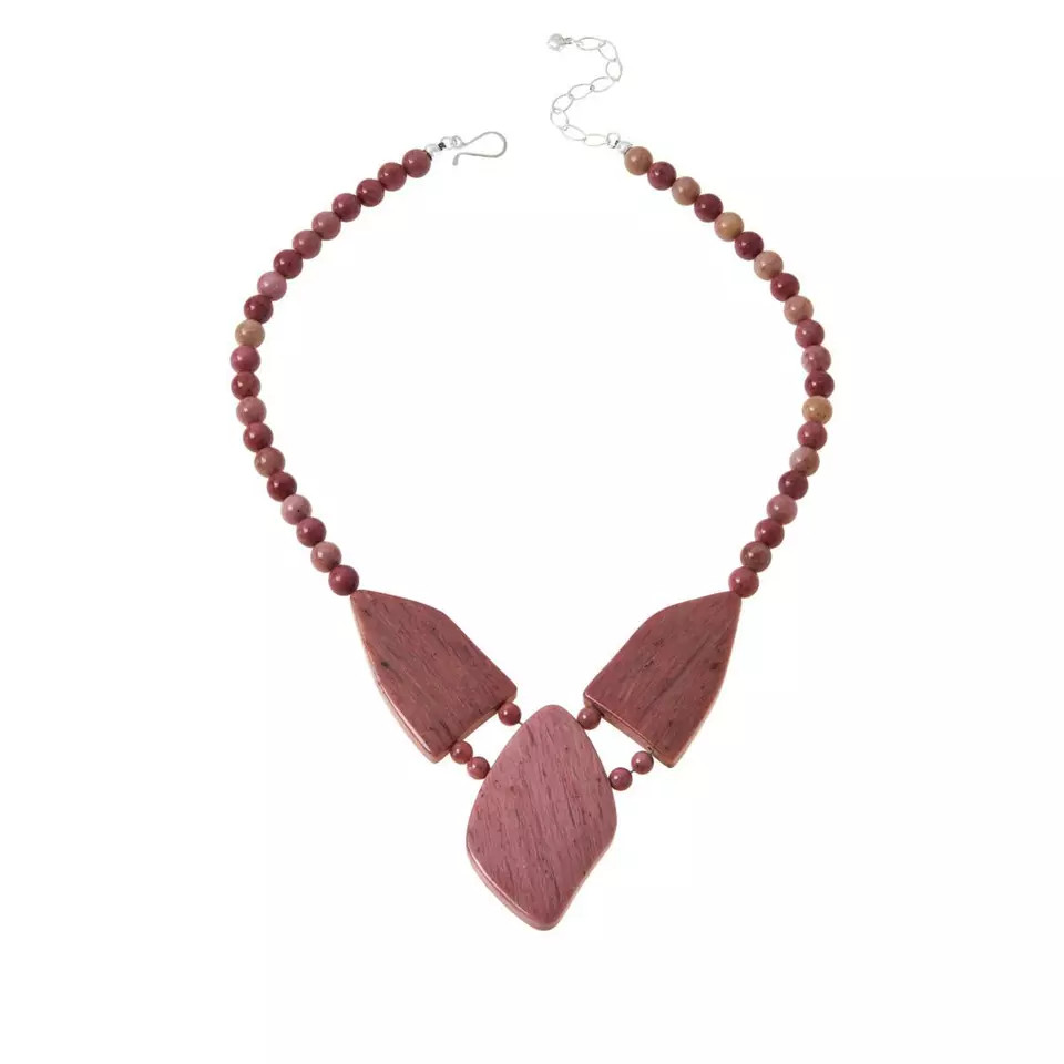 Jay King Sterling Silver Mauvewood Jasper Necklace. 17-1/2 Jay King Sterling Silver Mauvewood Jasper Necklace. 17-1/2