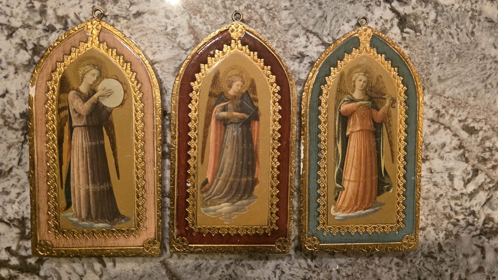 Vintage Florentine Icons Set Of Angel Icons Wood Gold Leaf